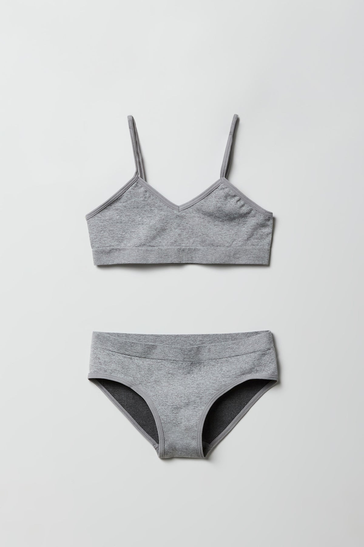 Girls Seamless Cami Bra & Brief Set - Heather Grey