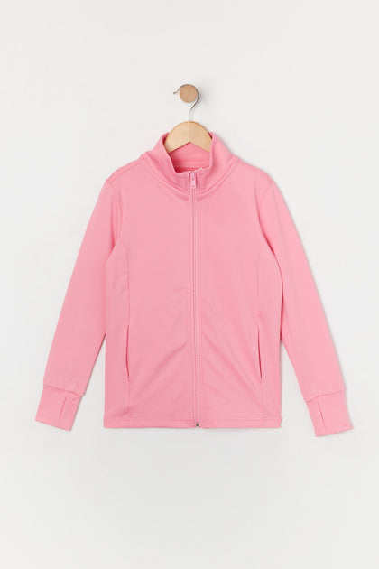 Girls Active Pink Zip-Up Jacket