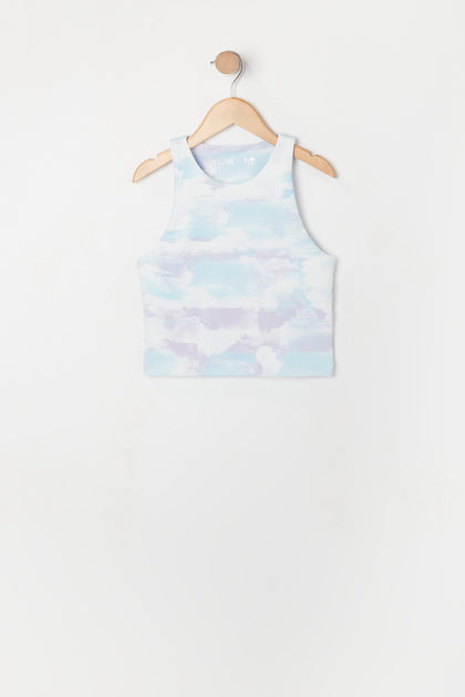Girls Active Abstract Print High Neck Tank