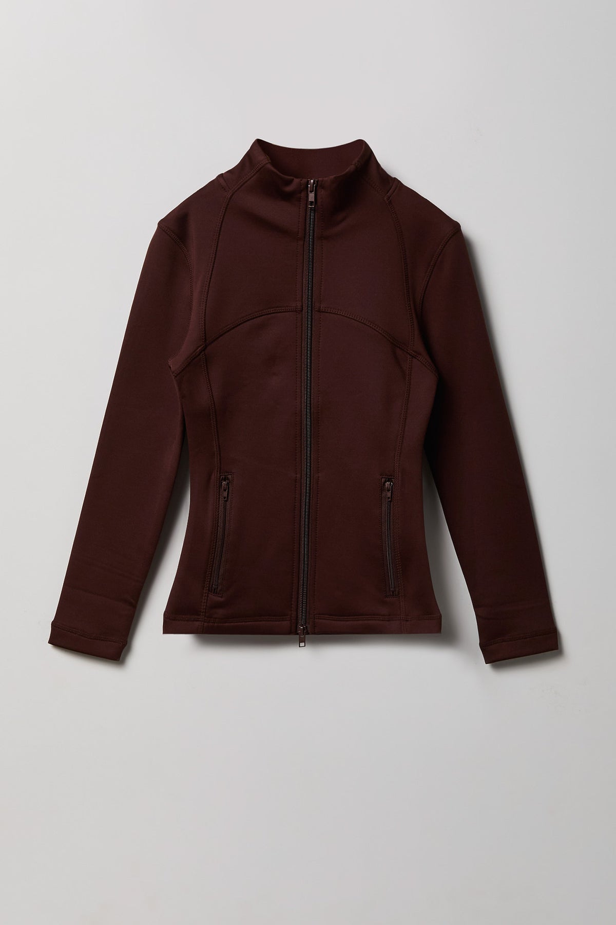 Girls Active Fleece Lined Zip Jacket - Brown