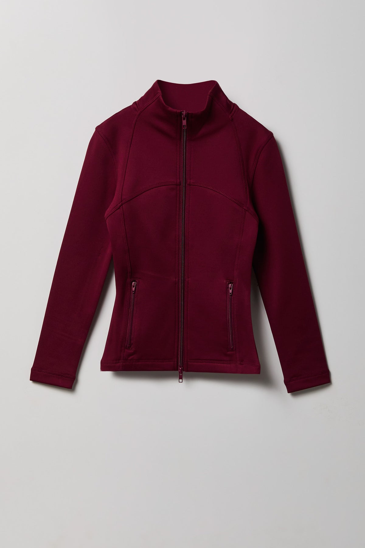 Girls Active Fleece Lined Zip Jacket - Burgundy