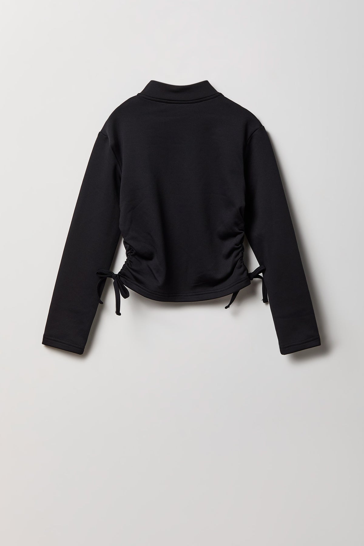 Alt View 2. Girls Active Fleece Lined Side Tie Zip Jacket - Black