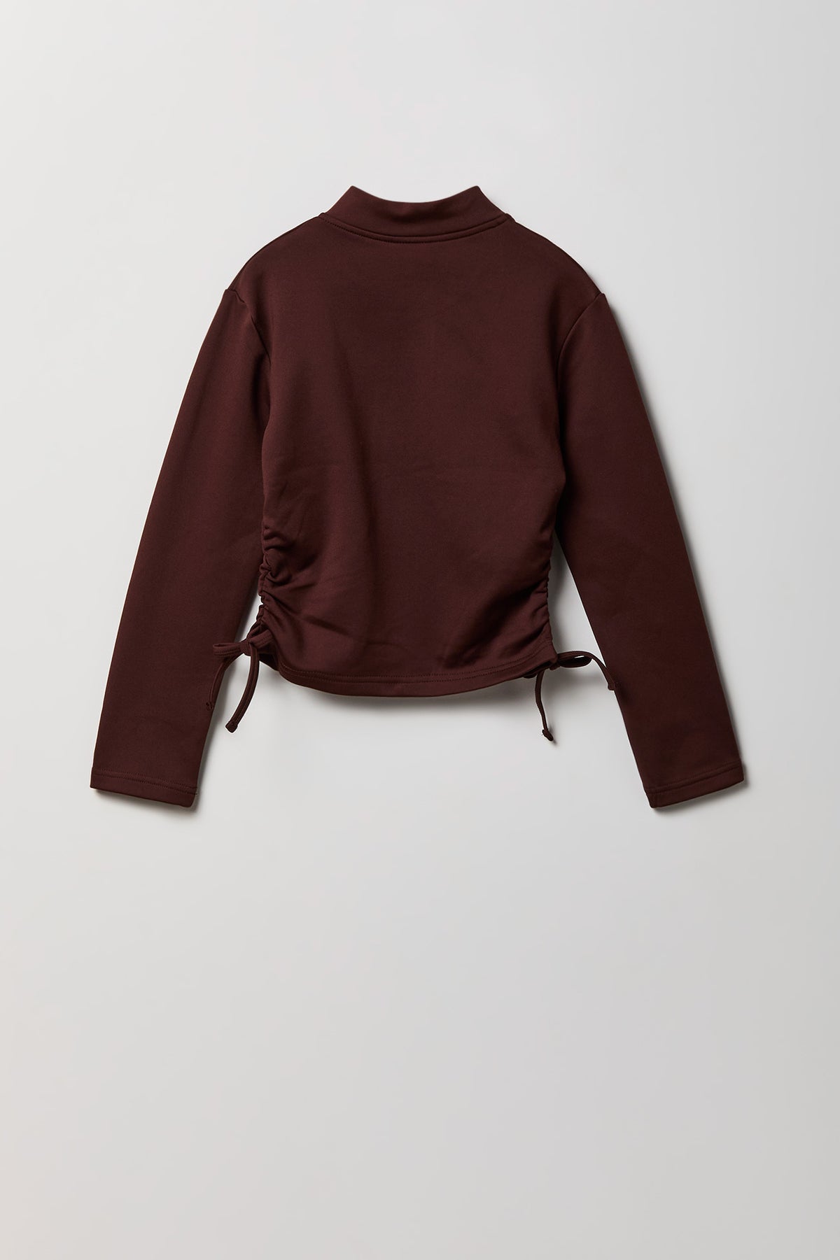 Alt View 2. Girls Active Fleece Lined Side Tie Zip Jacket - Brown