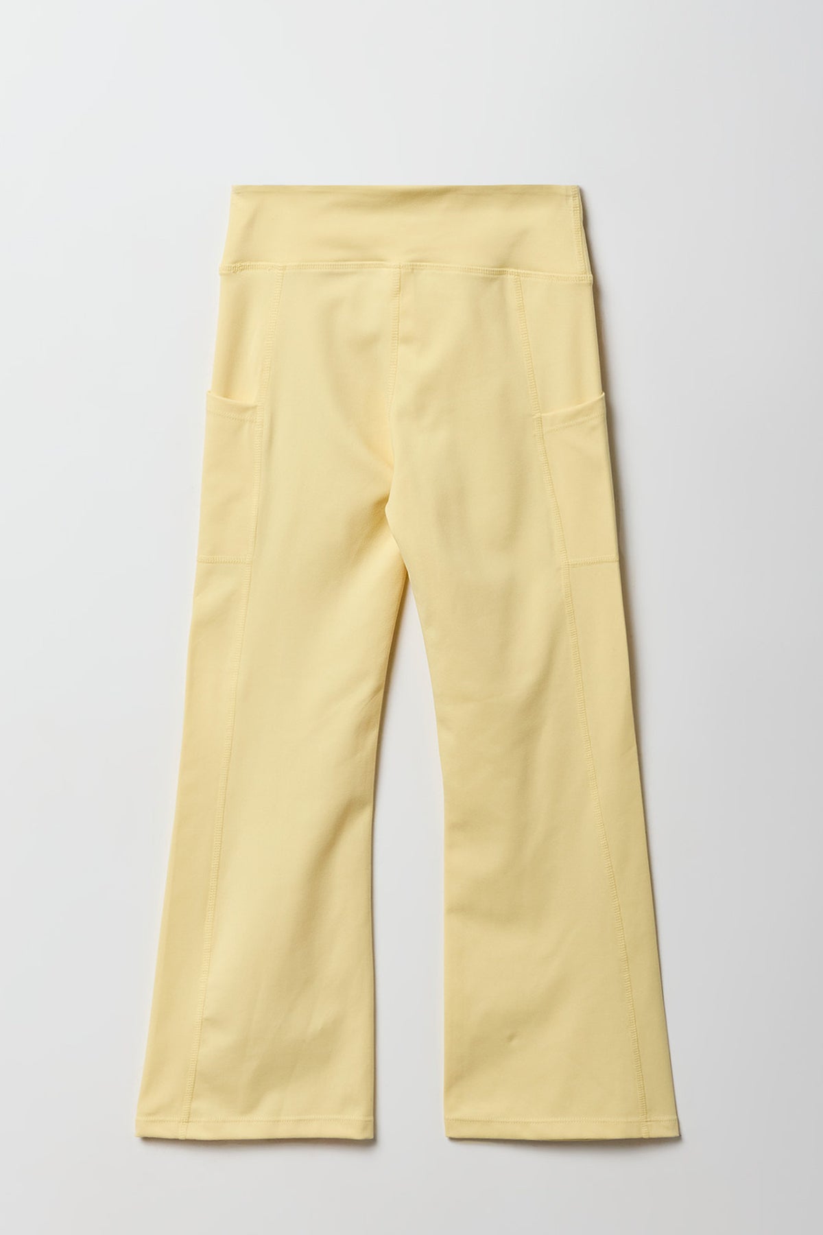 Alt View 2. Girls Active High Density Flare Pant with Pockets - Pale Yellow