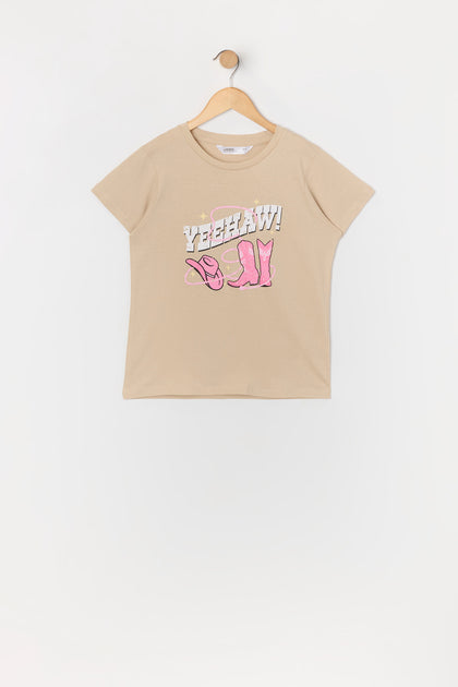 T-shirt à imprimé Yeehaw pour fille