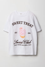 Girls Luxe Heavy Cotton Embroidered Oversized T-Shirt