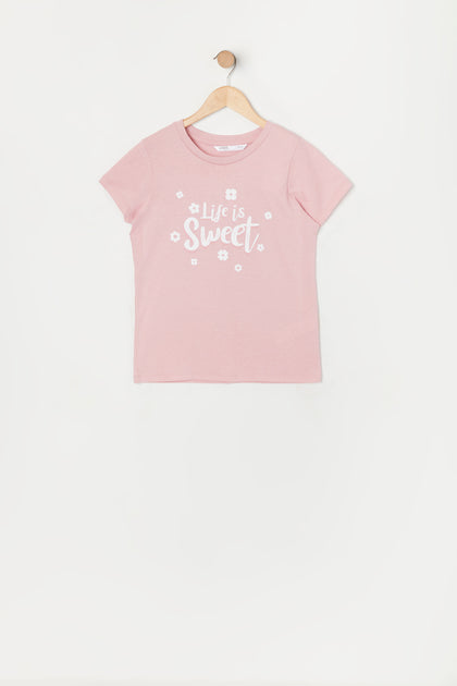 T-shirt à imprimé Life is Sweet pour fille