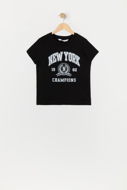 T-shirt à imprimé New York Champions pour fille