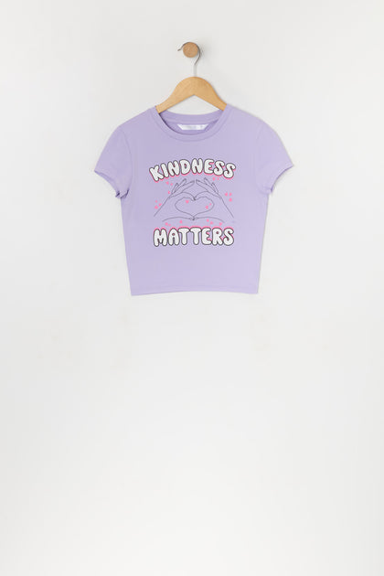 T-shirt ultracourt à imprimé Kindness Matters pour fille