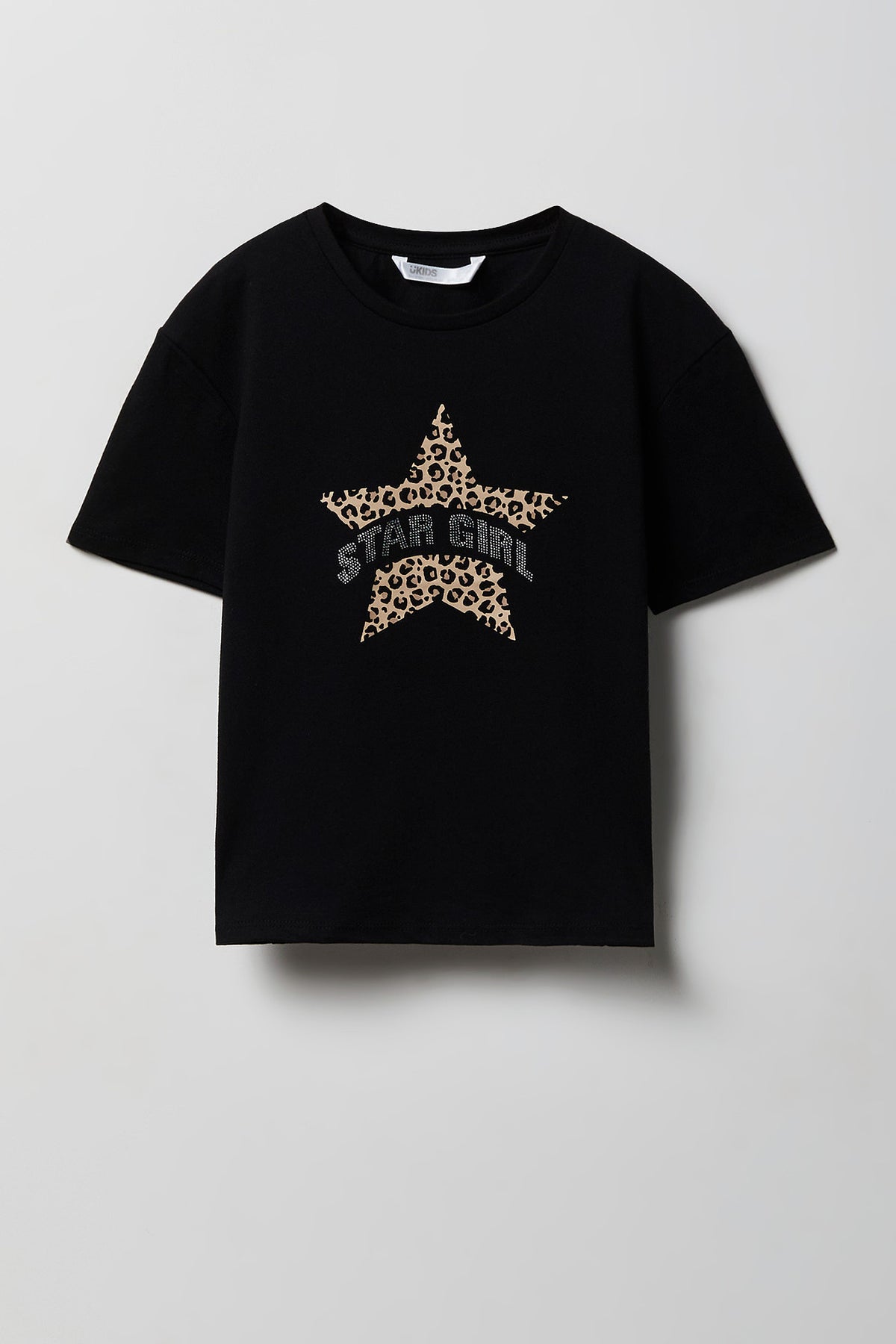 Girls Luxe Heavy Cotton Star Graphic T-Shirt - Black