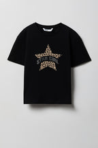 Girls Luxe Heavy Cotton Star Graphic T-Shirt