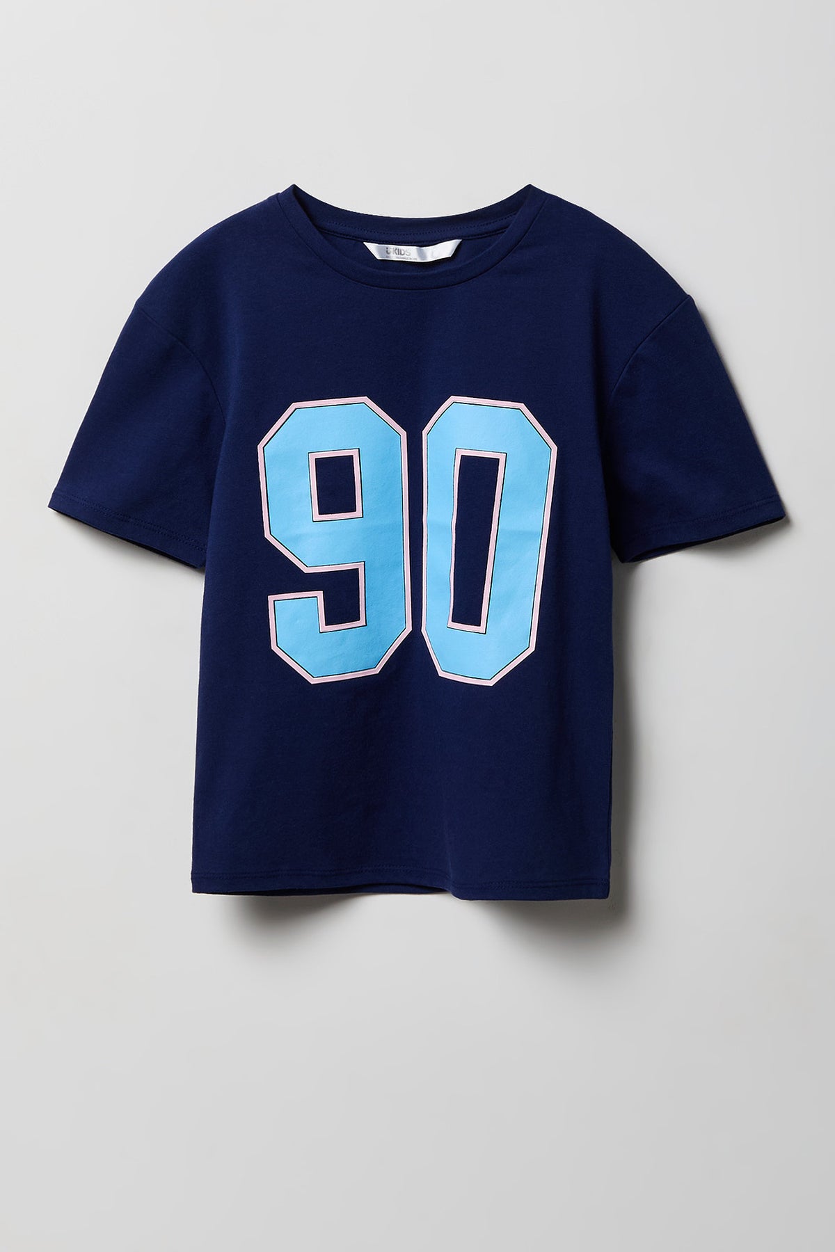 Girls Luxe Heavy Cotton Number Graphic T-Shirt - Navy