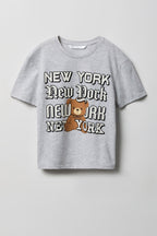 Girls Luxe Heavy Cotton Bear Graphic T-Shirt
