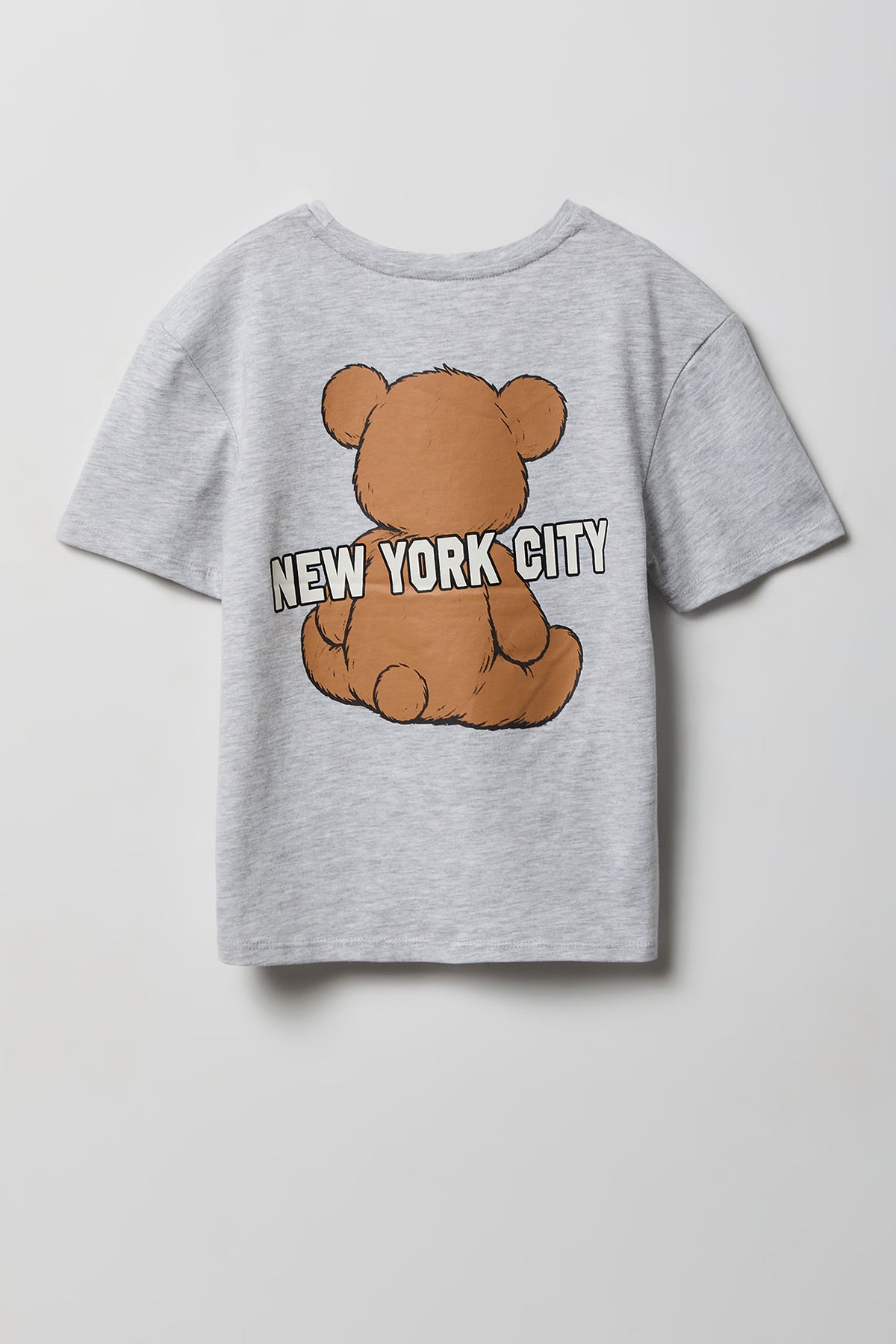 Alt View 2. Girls Luxe Heavy Cotton Bear Graphic T-Shirt - Light Grey