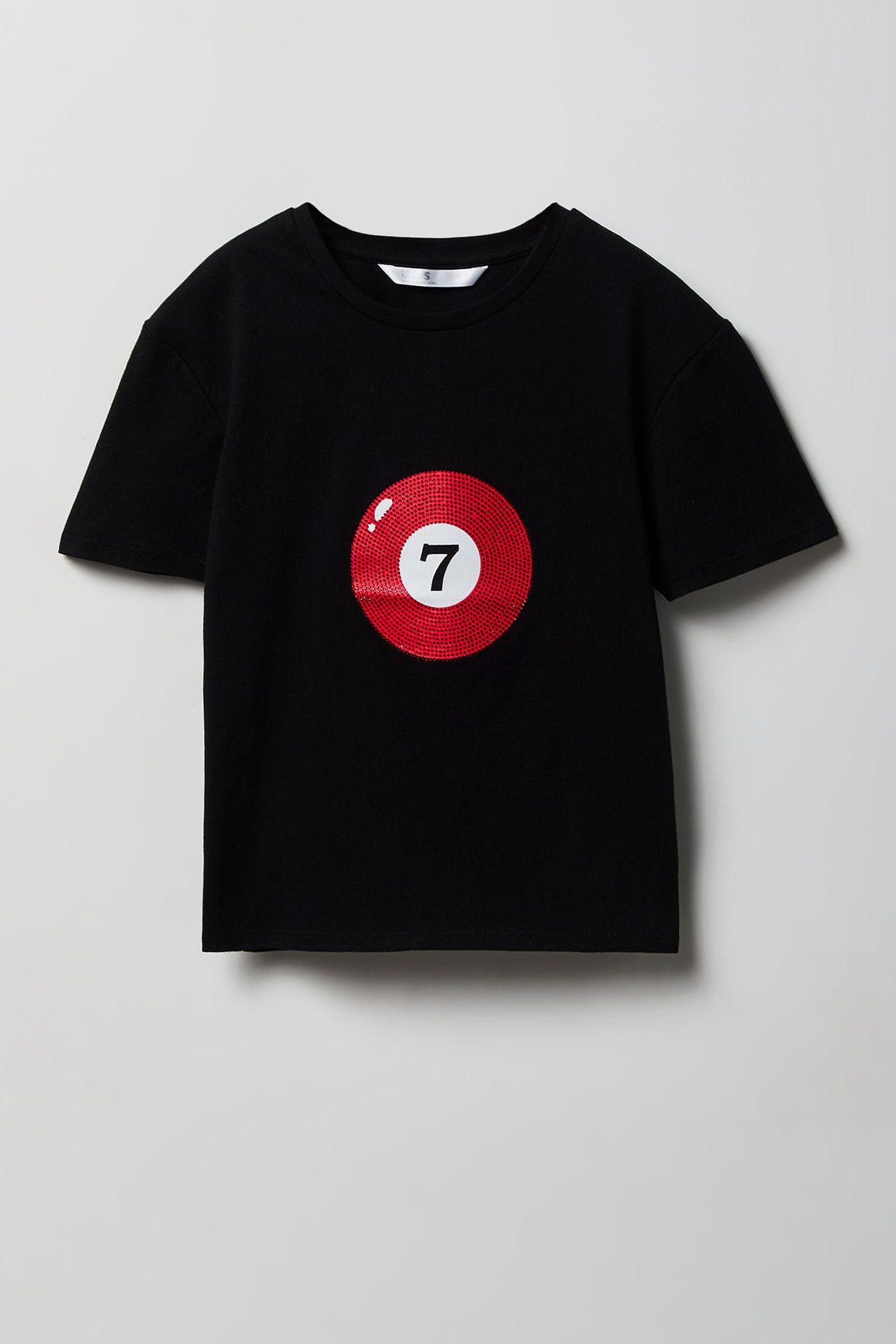 Girls Luxe Heavy Cotton Ball Graphic T-Shirt - Black