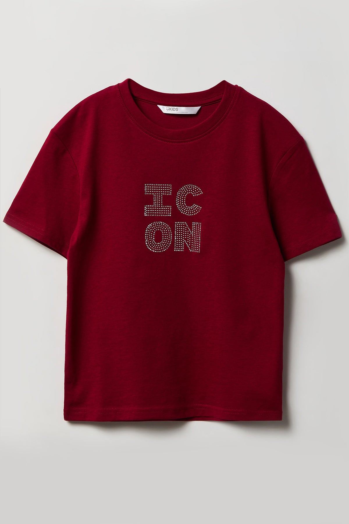 Girls Rhinestone T-Shirt - Dark Red