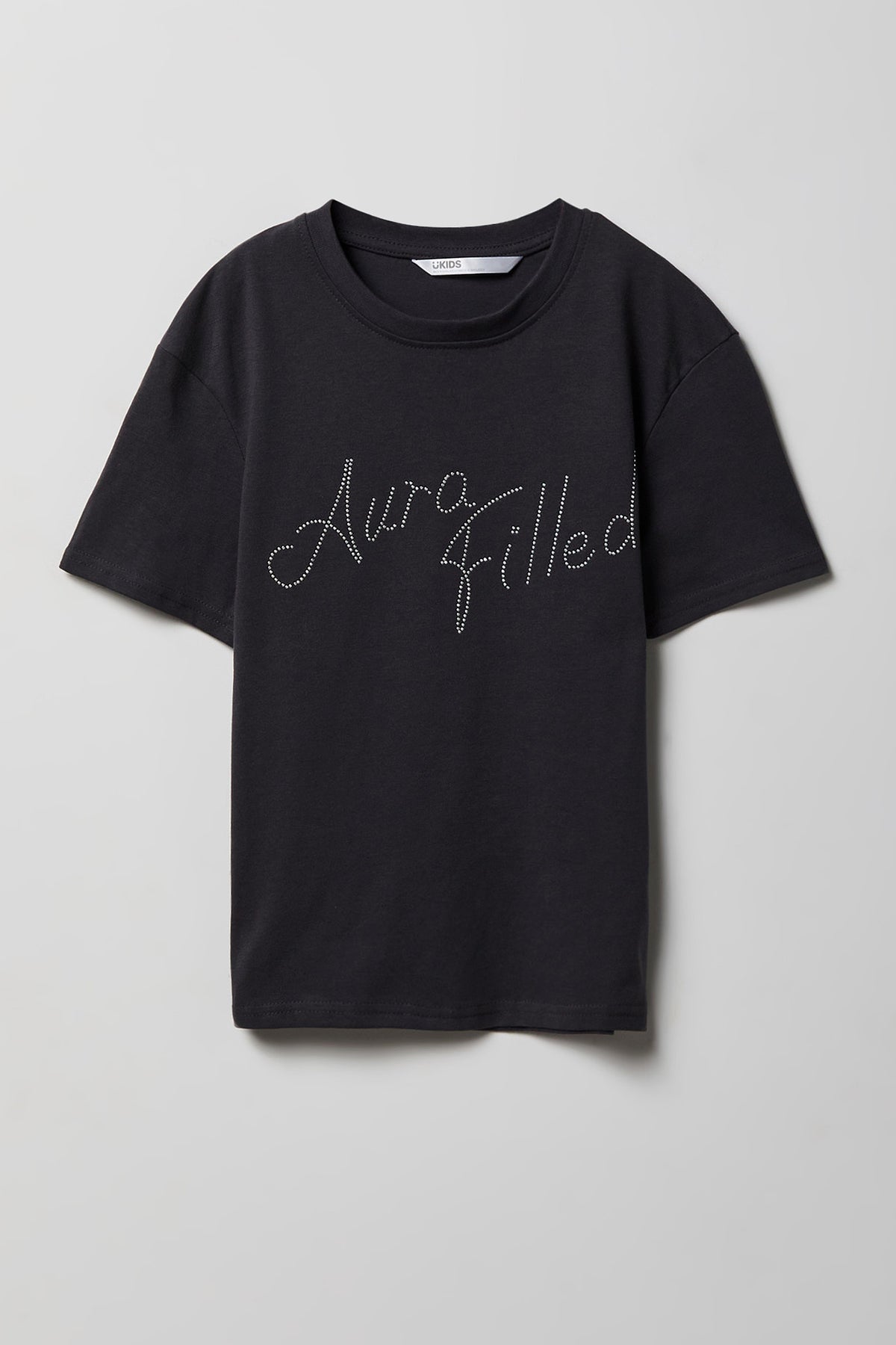 Girls Rhinestone T-Shirt - Dark Grey