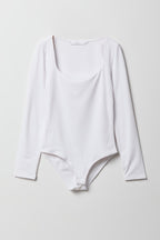 Maillot à manches longues avec encolure carrée pour fille
