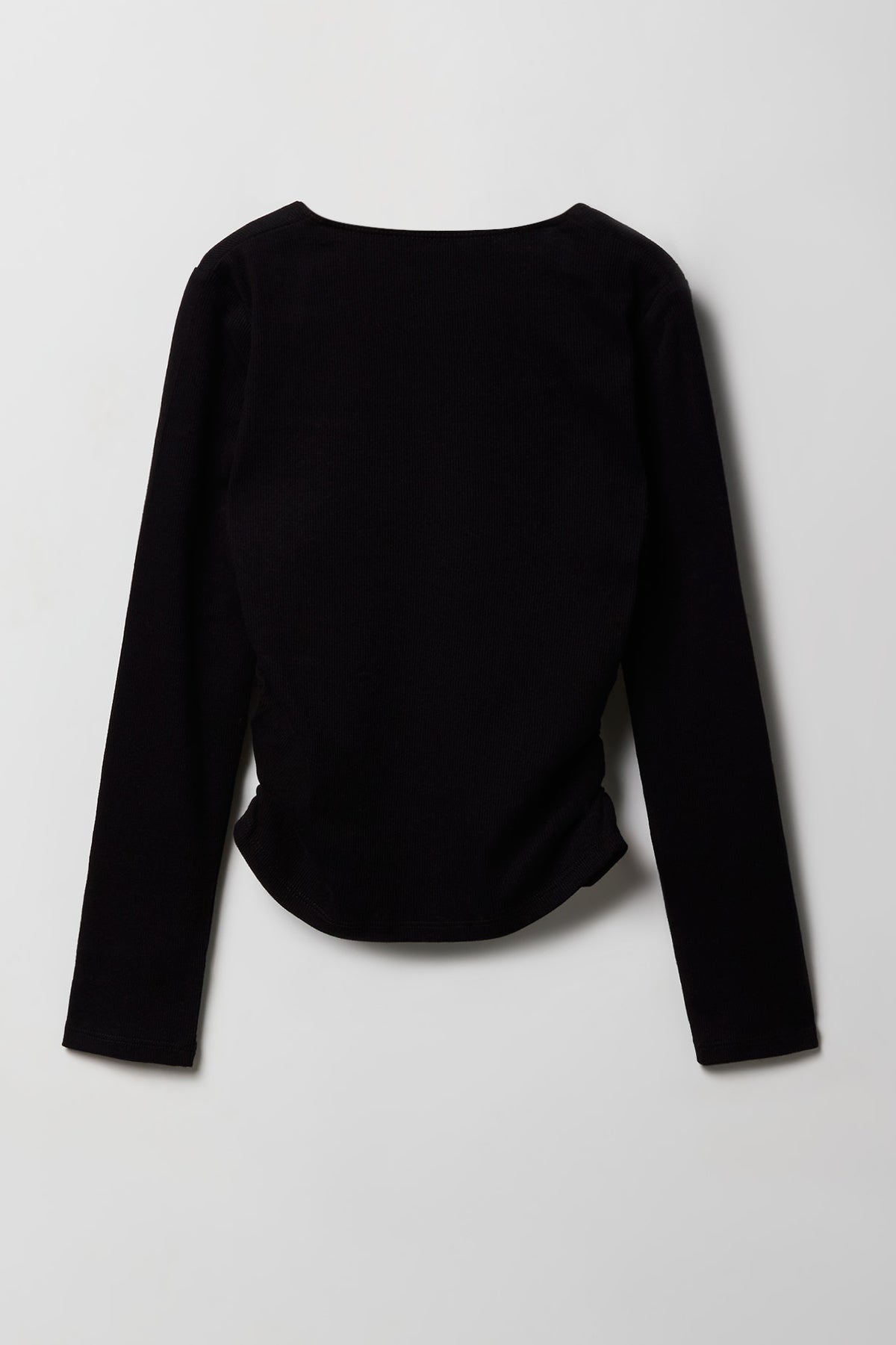 Alt View 2. Girls Square Neck Long Sleeve Top - Black