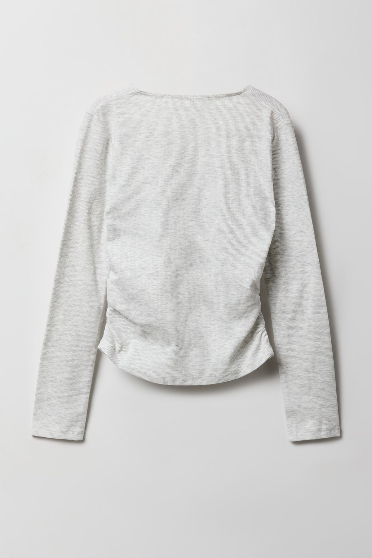 Alt View 2. Girls Square Neck Long Sleeve Top - Heather Grey