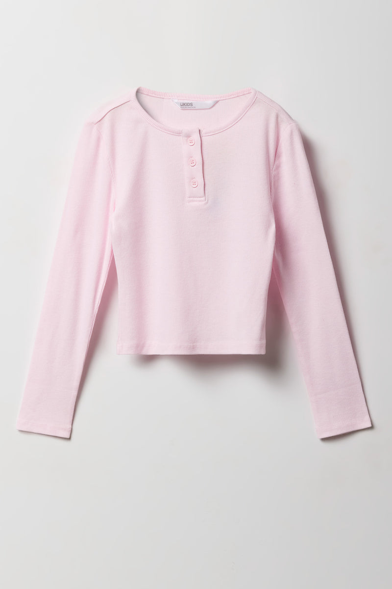 Haut Henley à manches longues pour fille