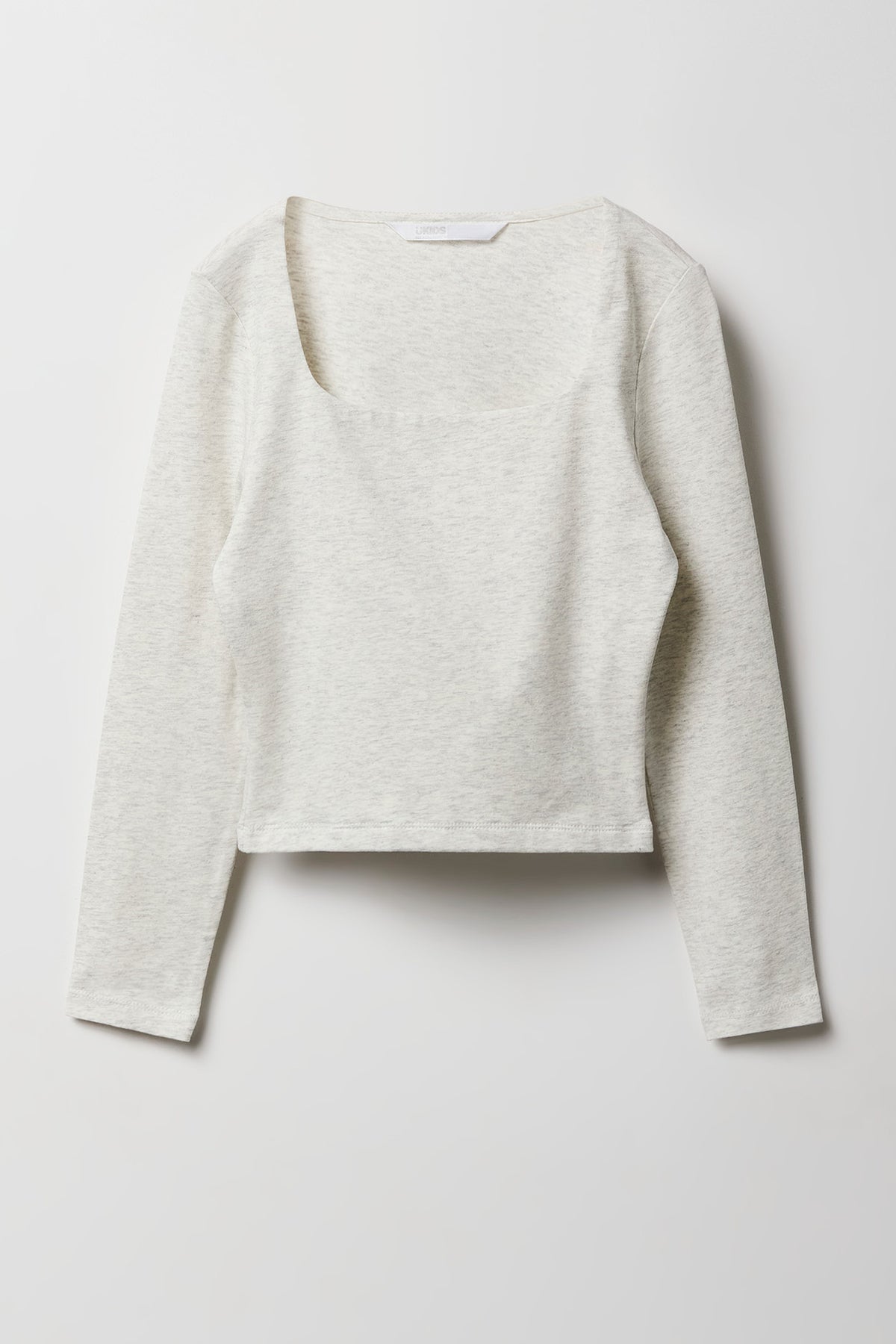 Girls Contour Square Neck Long Sleeve Top - Heather Grey