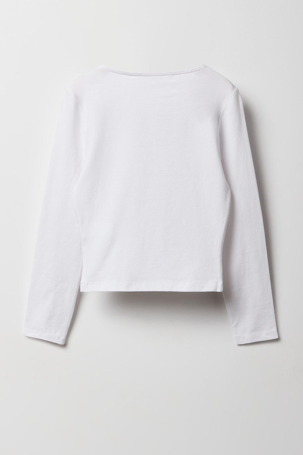 Alt View 2. Girls Contour Square Neck Long Sleeve Top - White