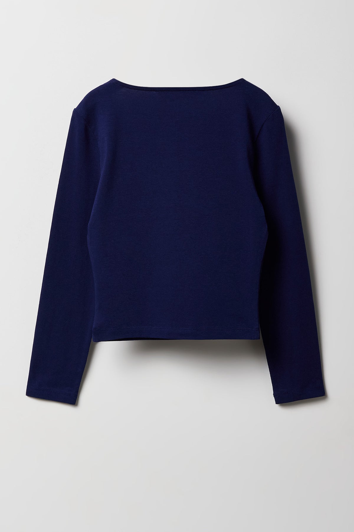 Alt View 2. Girls Contour Square Neck Long Sleeve Top - Navy