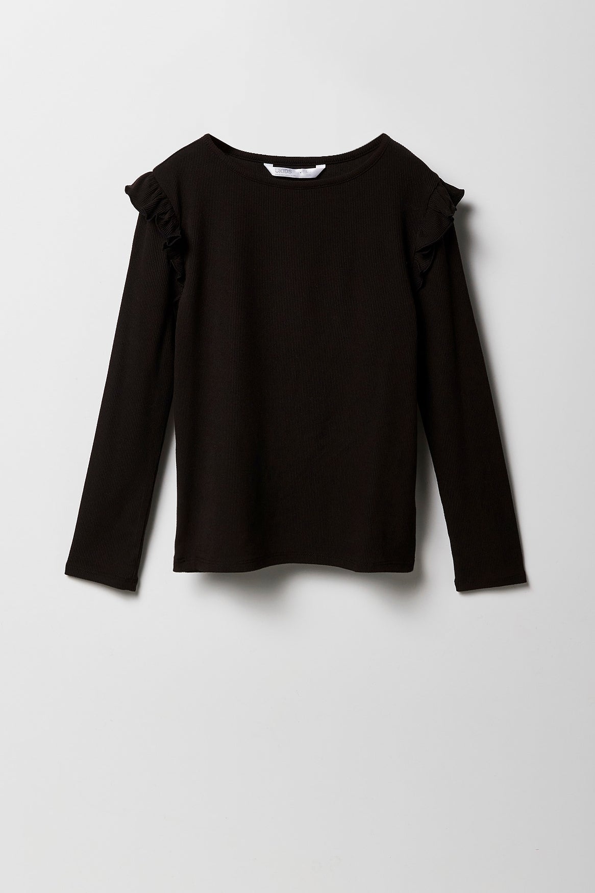 Girls Flutter Shoulder Long Sleeve Top