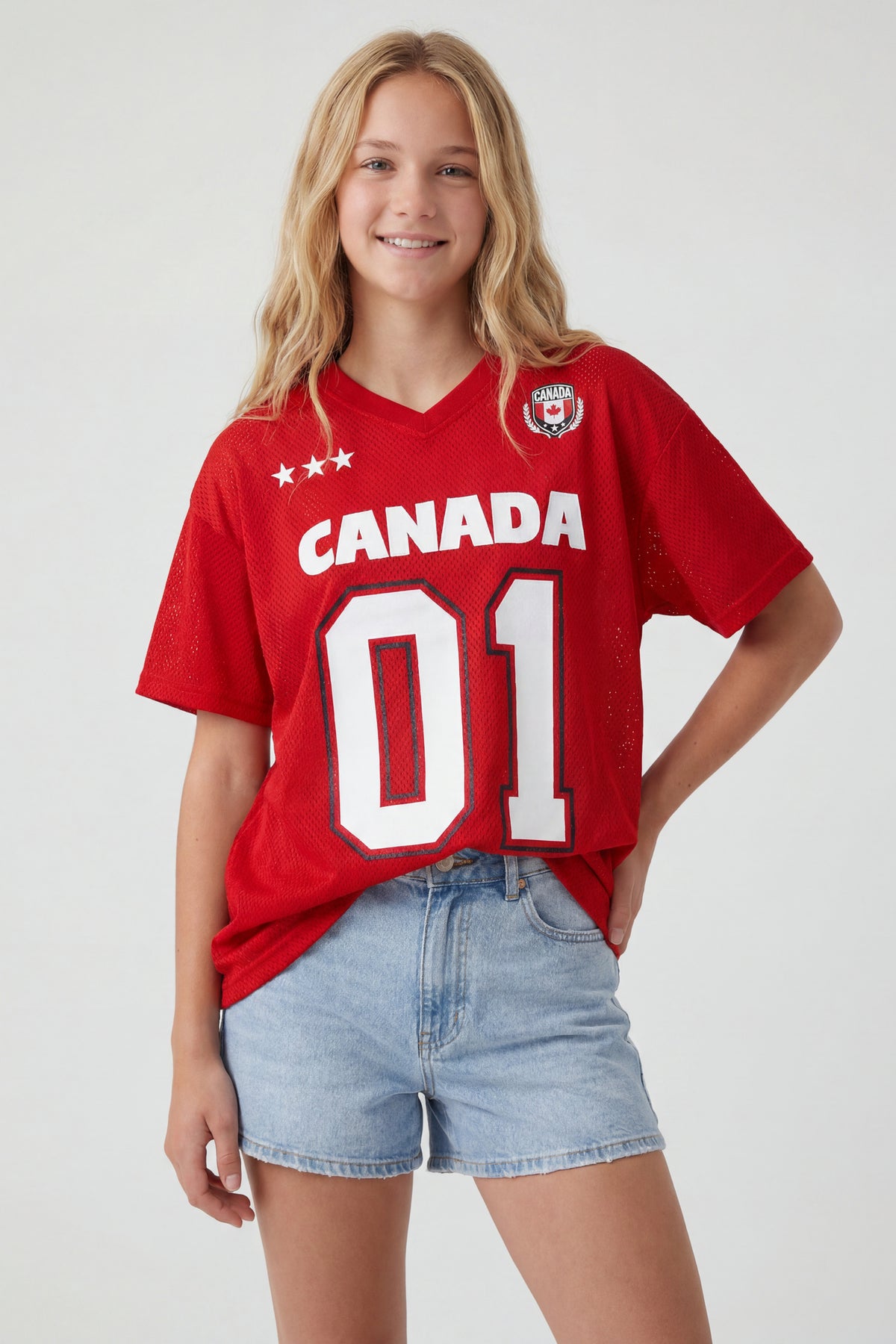 Alt View 4. Kids Canada Mesh Jersey - Red