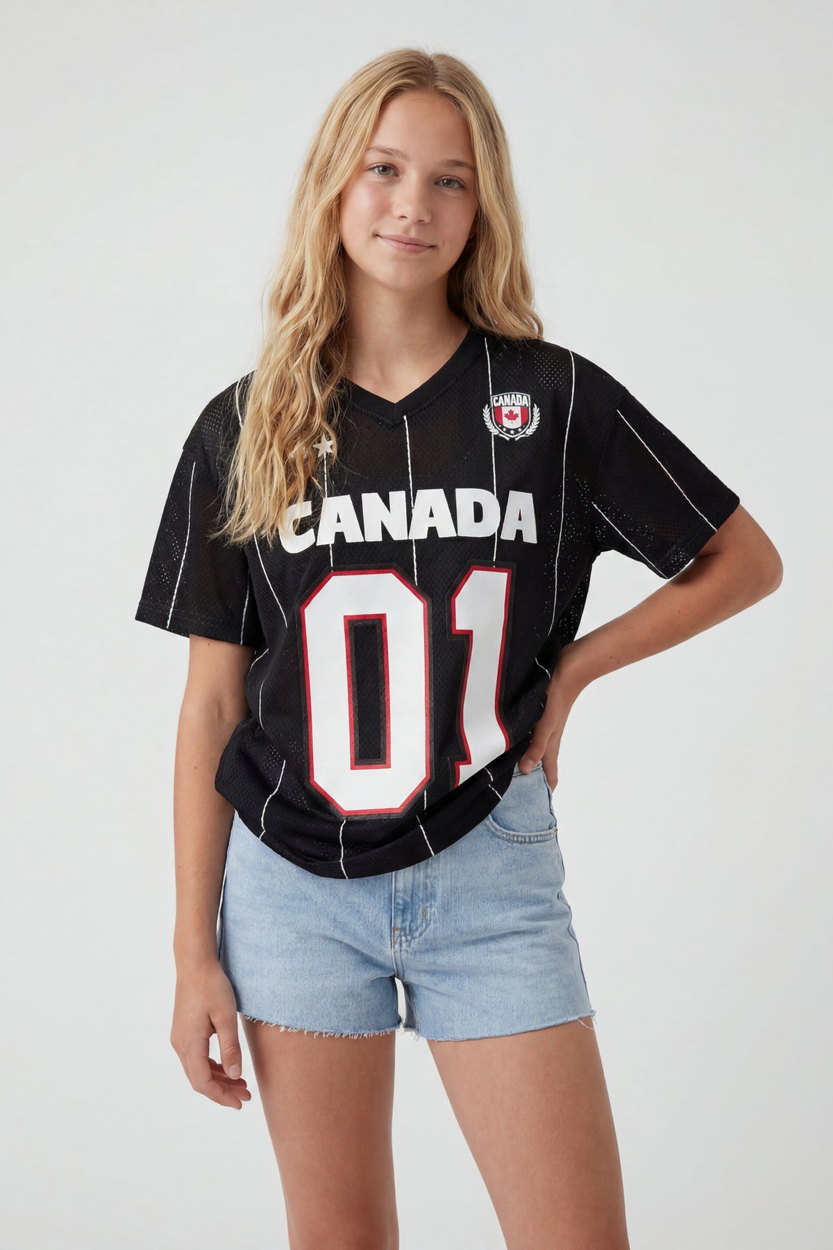 Kids Canada Mesh Jersey - Black with White