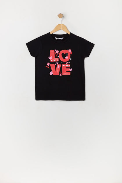 Girls Valentines Love Graphic T-Shirt