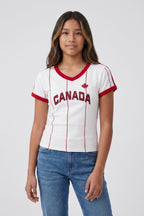 Girls Canada Graphic Striped Soccer T-Shirt