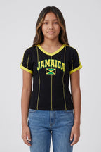 Girls Jamaica Graphic Striped Soccer T-Shirt