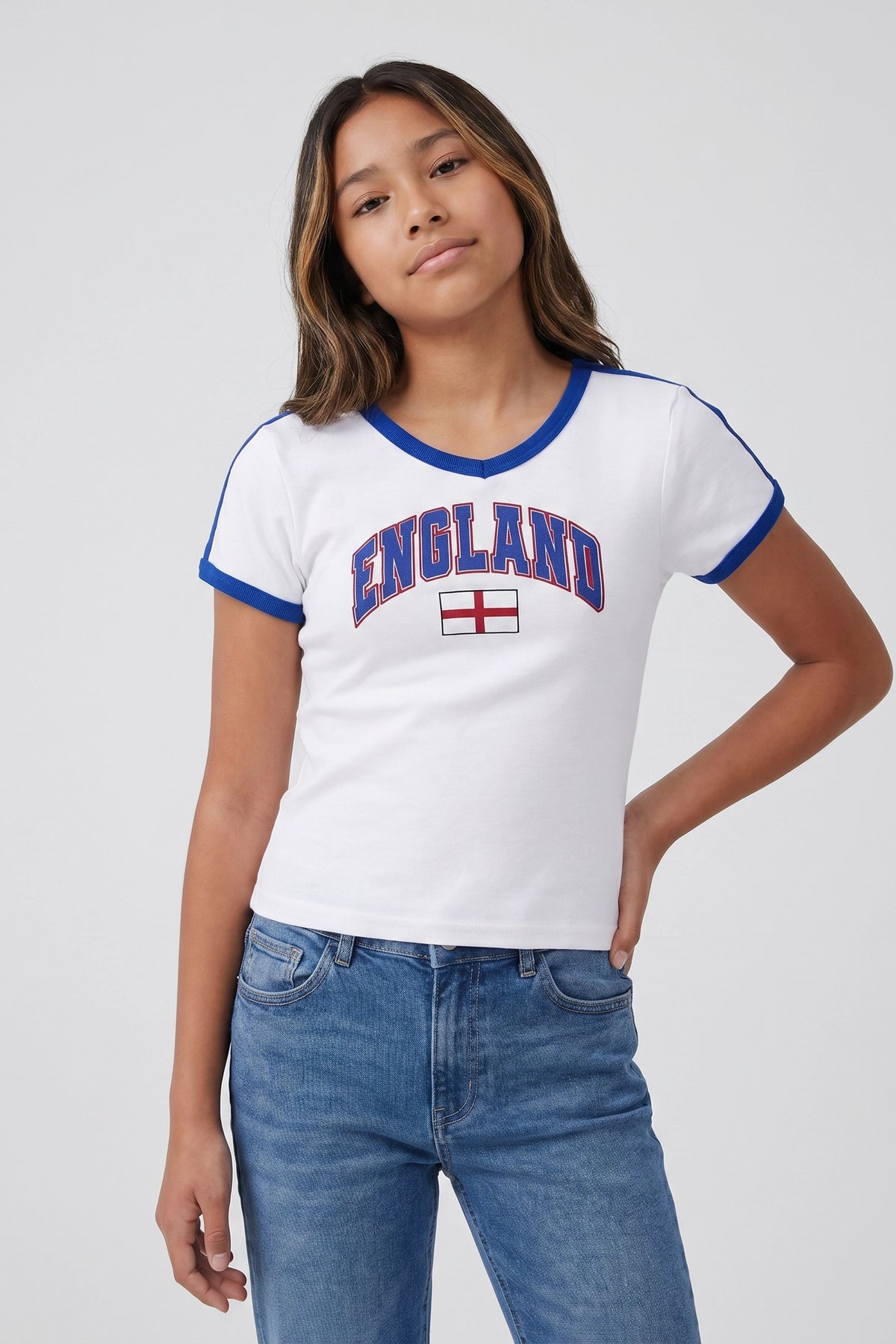 Girls England Graphic Soccer T-Shirt - Ivory