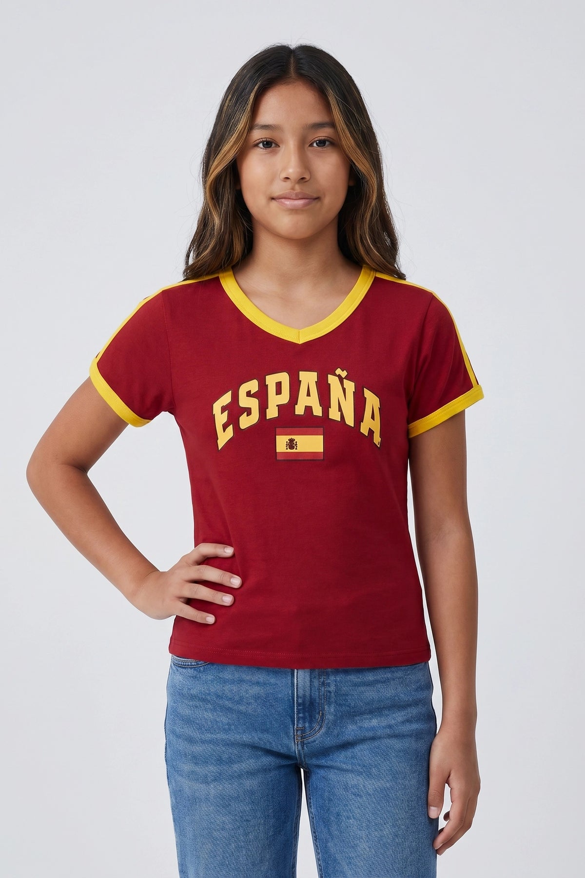 Girls Spain Graphic T-Shirt - Dark Red