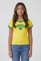 T-shirt de soccer à imprimé Brésil pour enfant