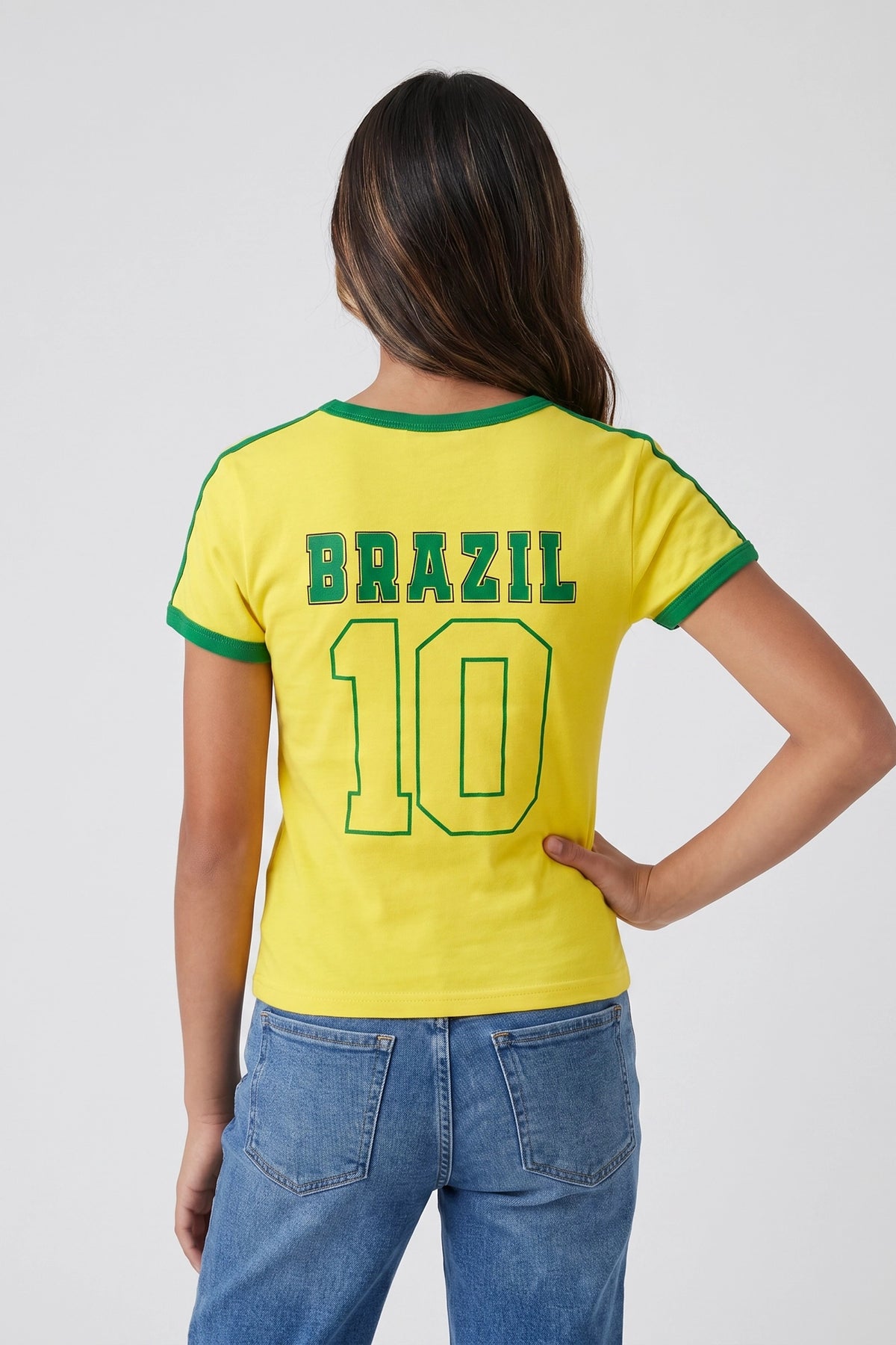 Vue alternative 2. T-shirt de soccer à imprimé Brésil pour enfant