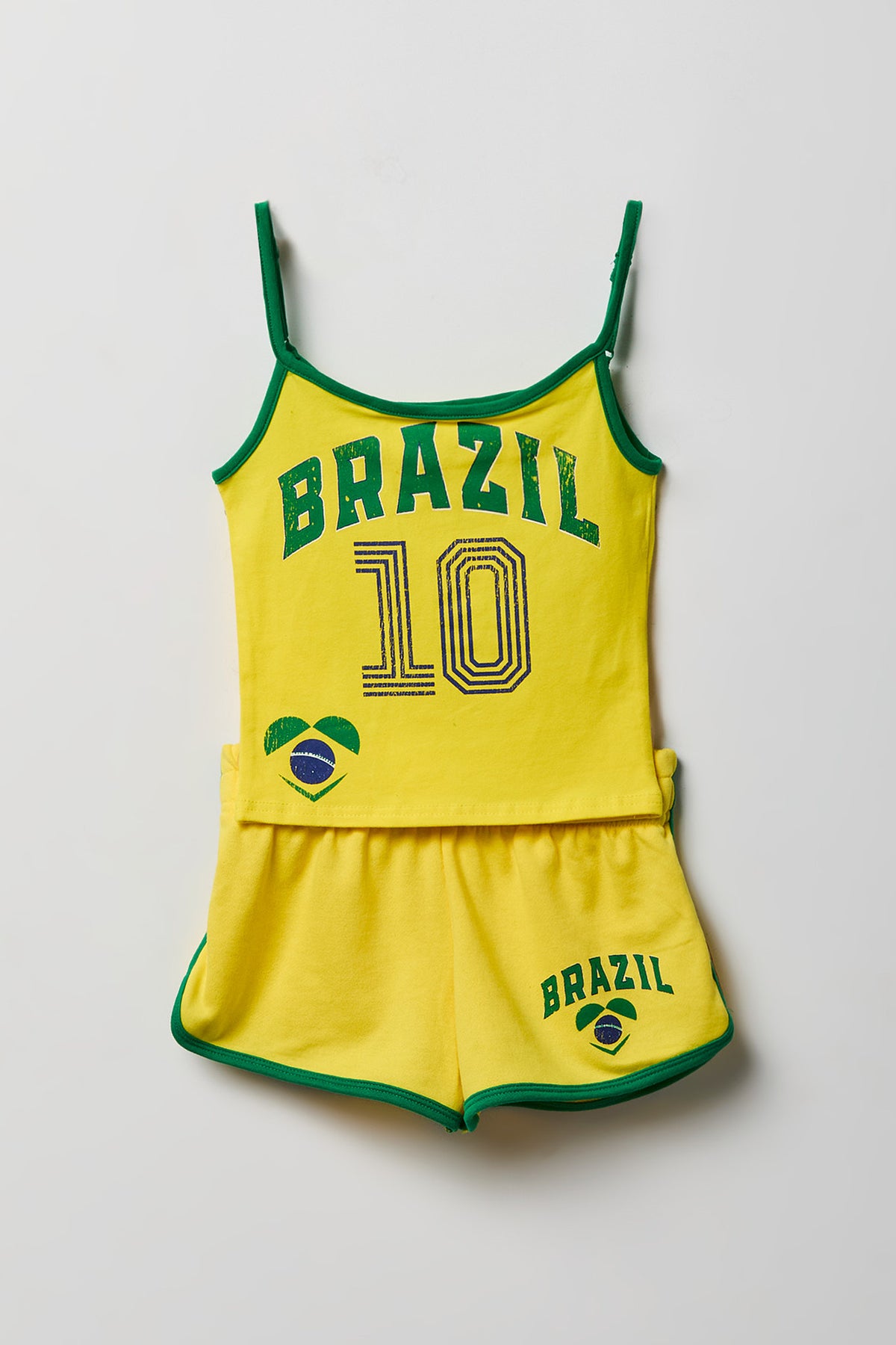 Alt View 3. Girls Brazil Graphic Soccer Tank and Short Set - Yellow