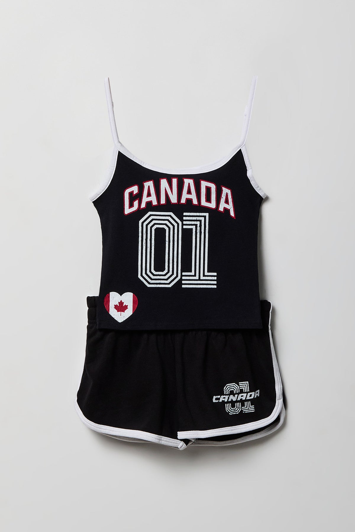 Alt View 3. Girls Canada Graphic Soccer Tank and Short Set - Black with White