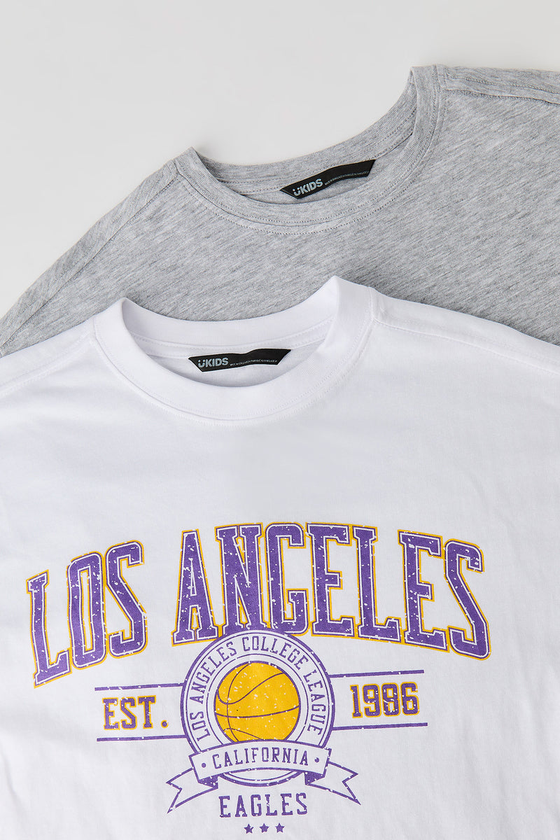 T-shirt imprimé et uni pour garçon (Lot de 2)