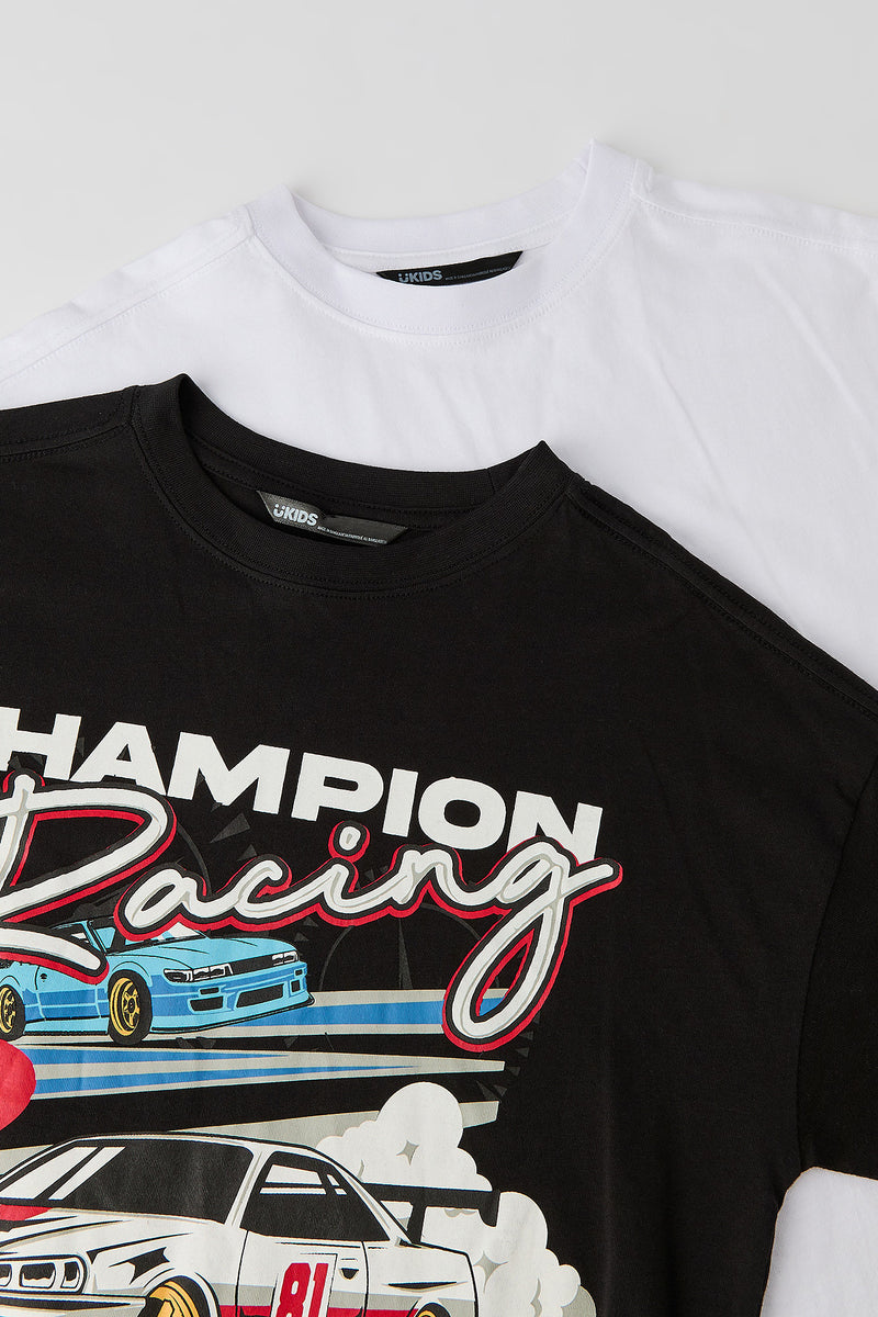 T-shirt imprimé et uni pour garçon (Lot de 2)