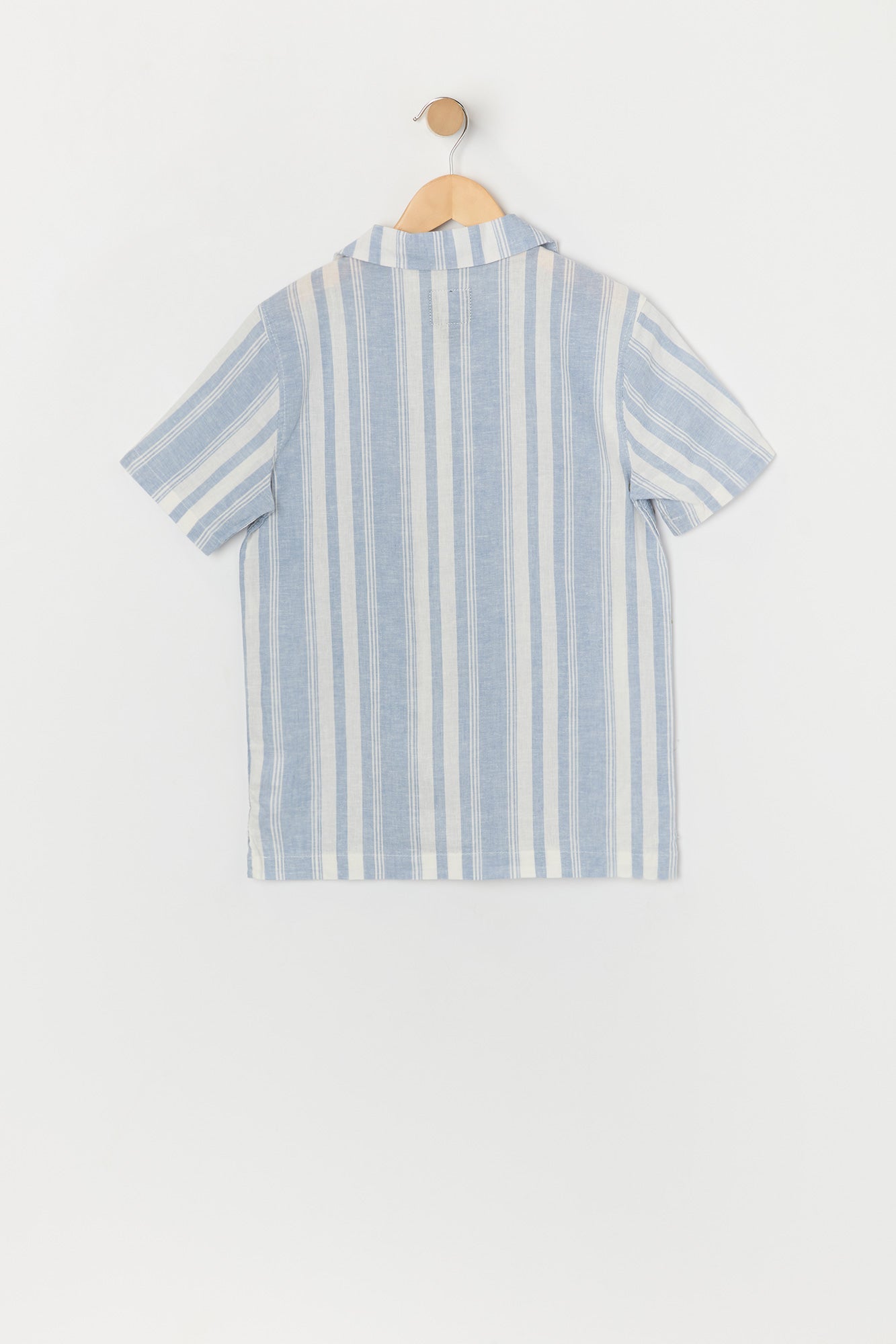 Boys Linen Striped Short Sleeve Button-Up Top