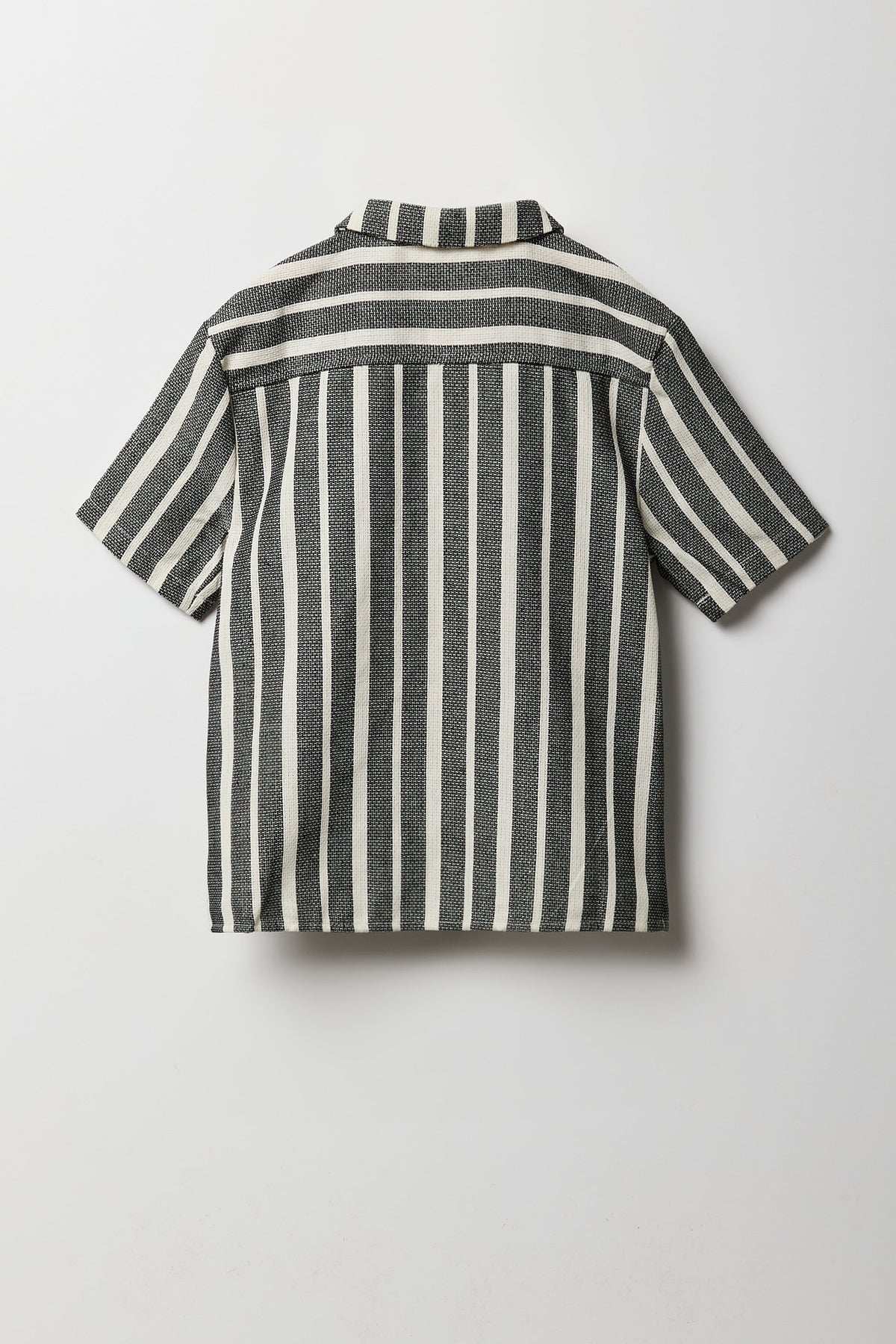 Alt View 2. Boys Textured Striped Button-Up Top - Dark Grey