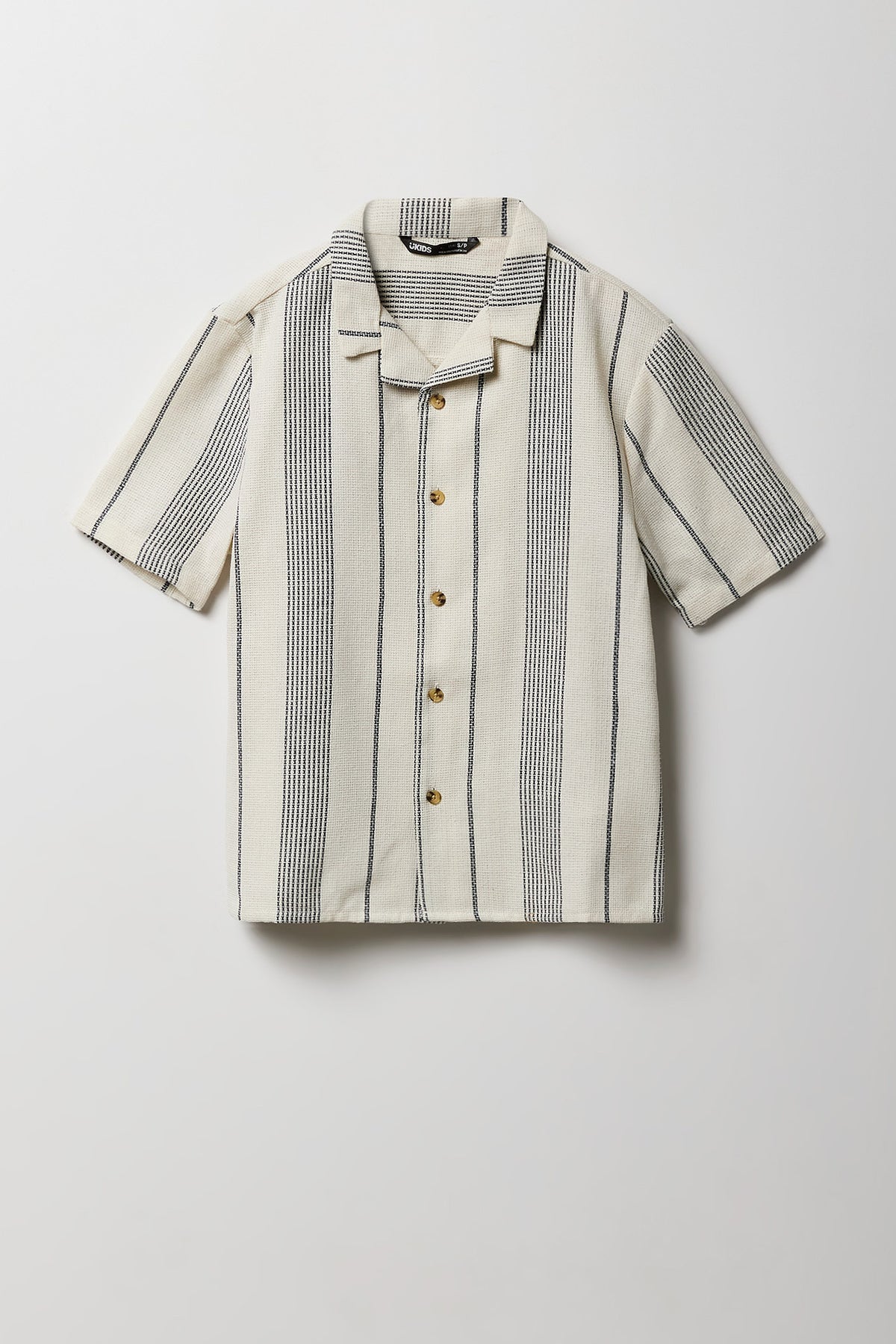 Boys Textured Striped Button-Up Top - Off White