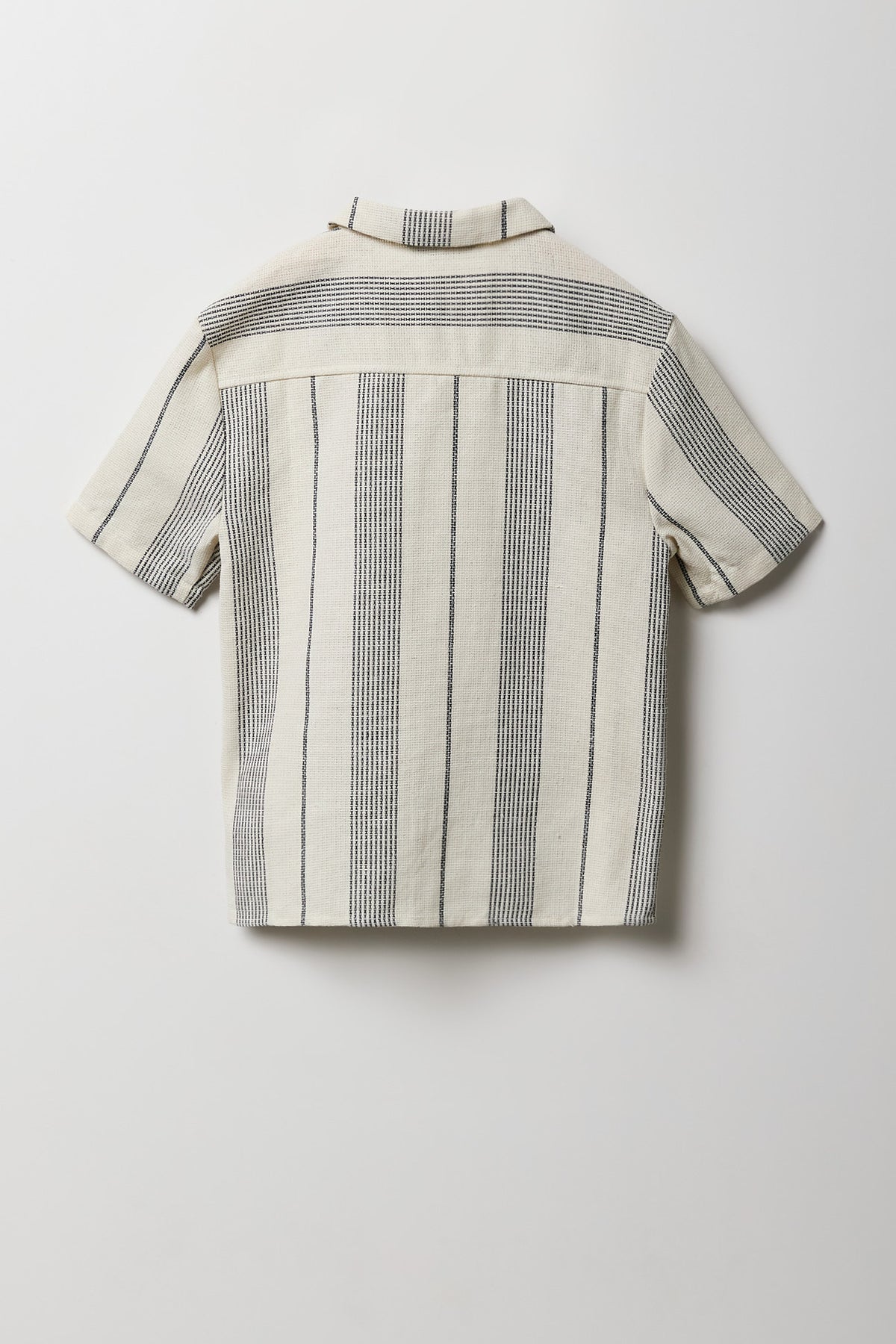 Alt View 2. Boys Textured Striped Button-Up Top - Off White
