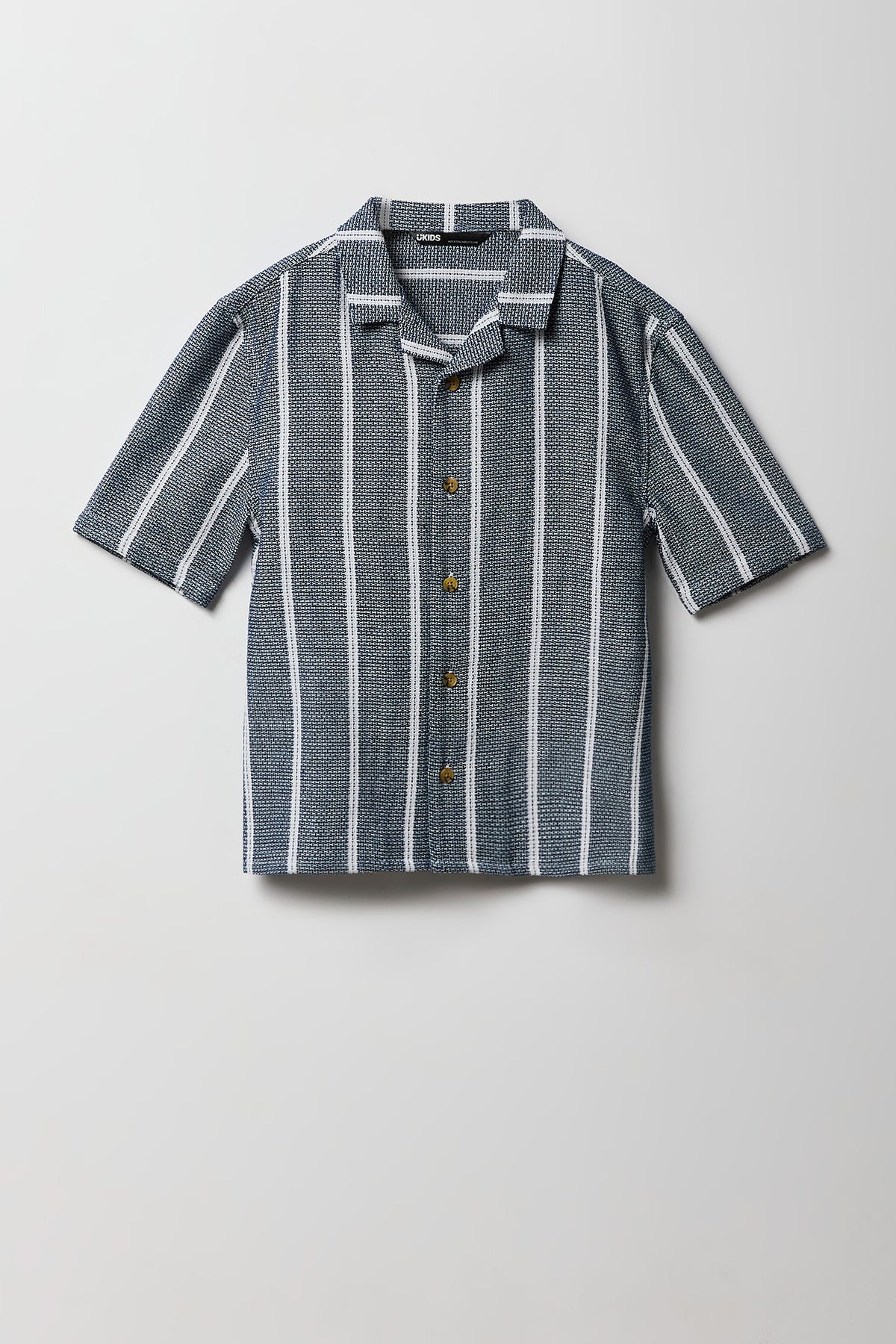 Boys Textured Striped Button-Up Top - Blue