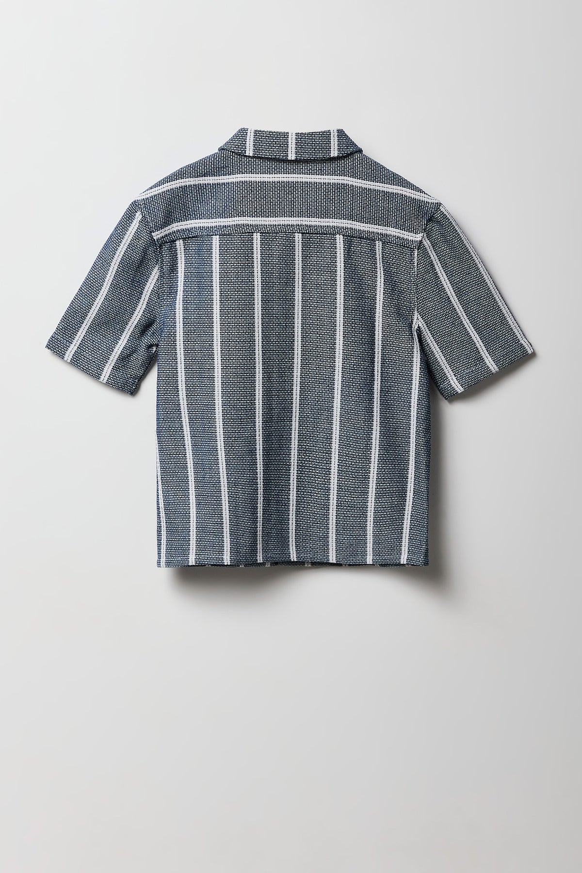 Alt View 2. Boys Textured Striped Button-Up Top - Blue