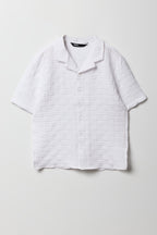 Boys Basket Weave Button-Up Top