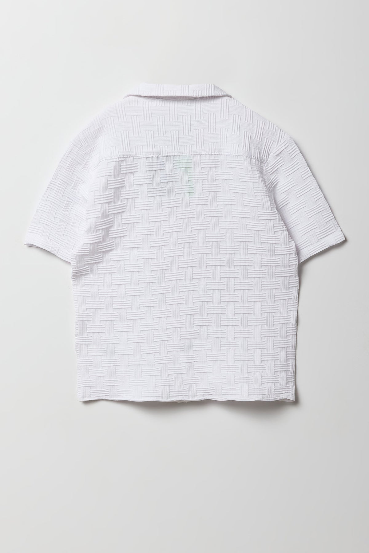 Alt View 2. Boys Basket Weave Button-Up Top - White